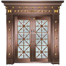 with Decorative Glass Security Steel Metal Iron Copper Door (W-GB-02)